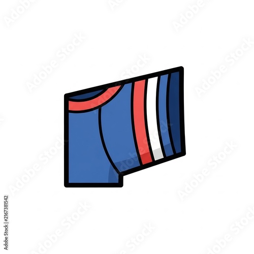 Blue boxer shorts with red and white side stripes illustration