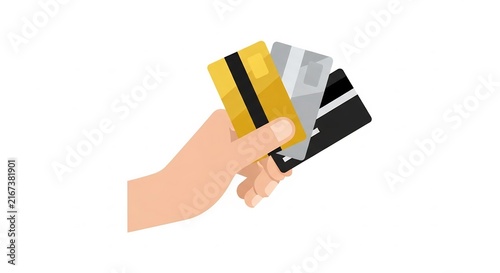 Hand holding diverse credit cards for financial transactions