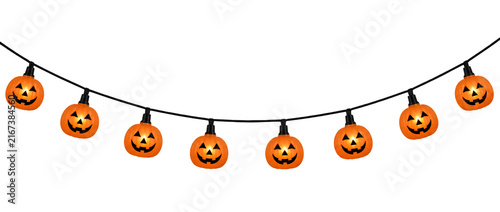Halloween festive garland lights isolated on tansparent background