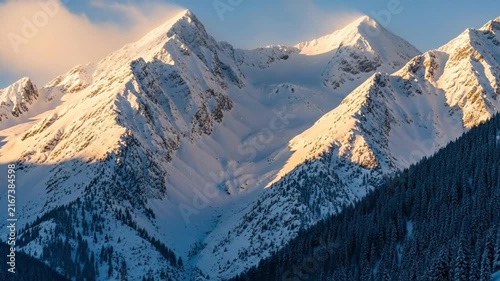 Snowy Mountain Peaks - A Majestic Winter Landscape.