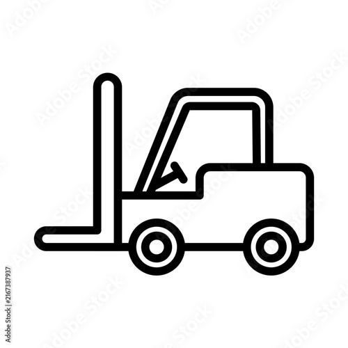 Forklift vector line icon