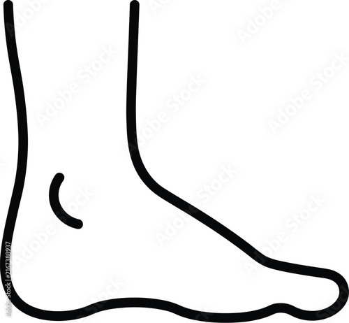 Human foot profile icon displaying ankle arch and toes in black outline with podiatry