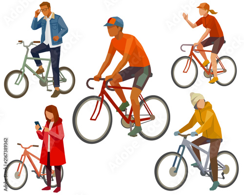 Fototapeta 自転車・サイクリングの人物セット 濃