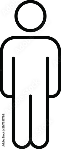 Human male figure outline icon standing on white background with standing character silhouette isolated