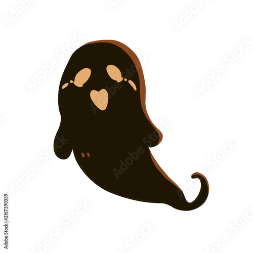 Floating Ghost with Heart Cheeks Halloween Vector Illustration