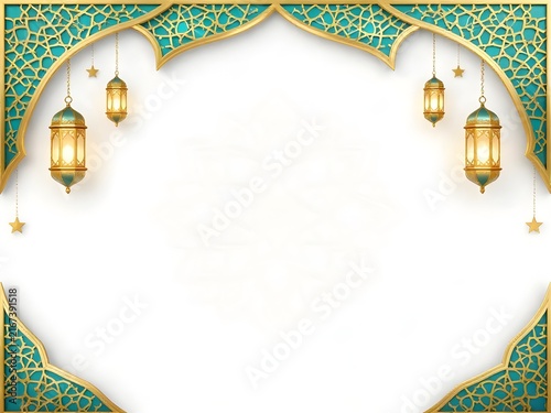 Islamic Decorative Frame with Gold Lanterns