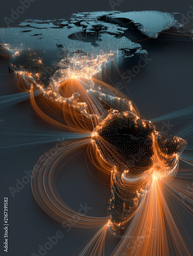 Americas global network visualizing internet connectivity data