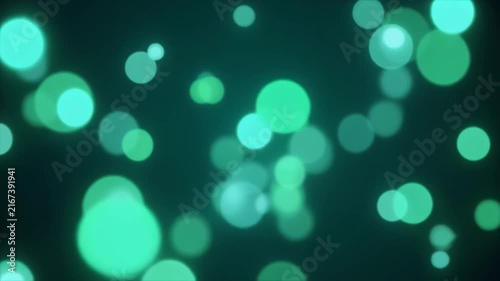 Glowing Mint Green and Ice Cyan Bokeh Orbs Motion Background