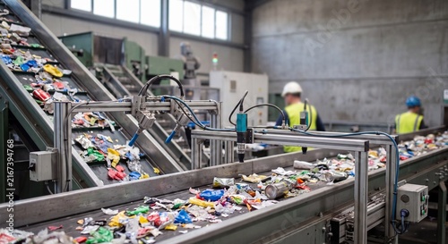 Eine Recyclinganlage die verschiede Materialien aus dem Abfall sortiert