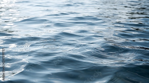 Calm blue water surface with gentle ripples and soft reflection on lake