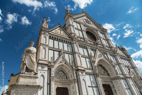 the white front facade of the basilica of santa croce in florence italy