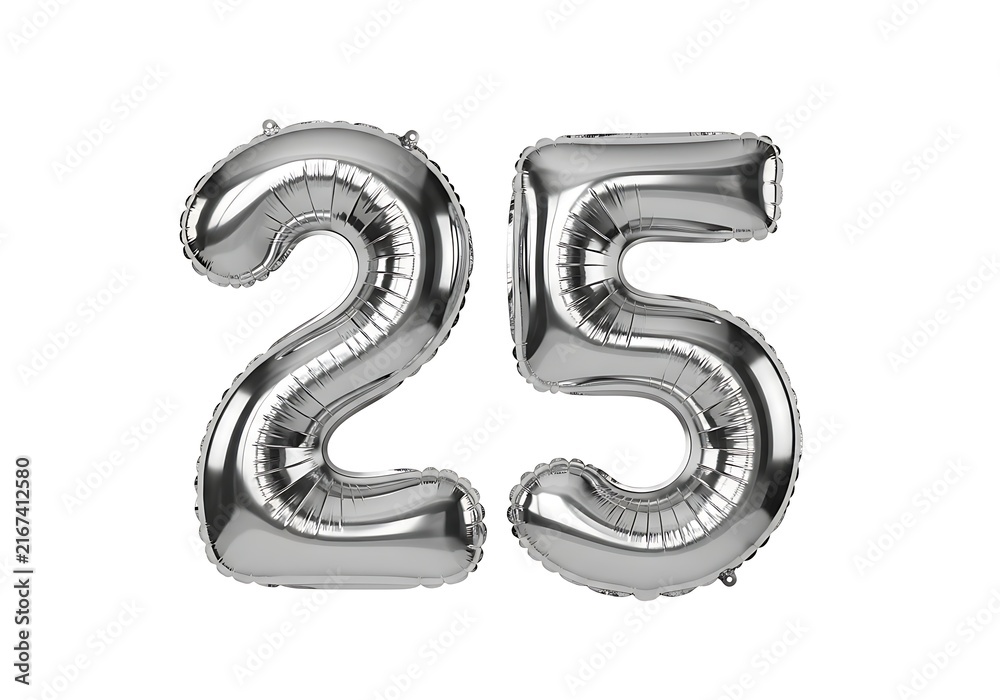 Naklejka premium Shiny foil number 25 balloons for celebration