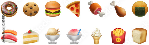 Bild auf Leinwand Food emoji icon collection isolated on white background