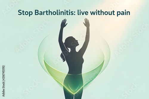 Gynecology health protection web banner. Happy woman silhouette enjoying life without pain.