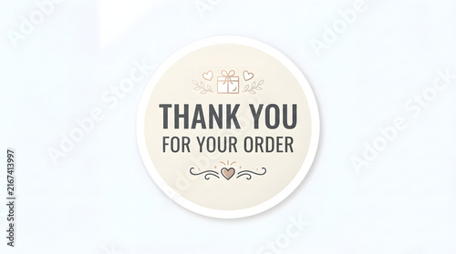 Elegant Round Thank You for Your Order Sticker Label for Product Packaging and Small Business Gift Wrapping