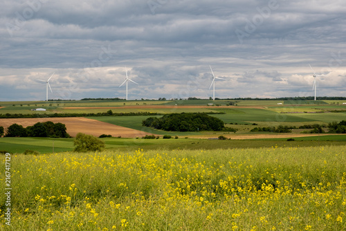 Eoliennes dans un paysage rural