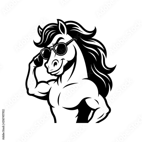 Horse Head and Bull Vector Illustration, Wild Animal Portrait Design, Detailed Farm and Livestock Artwork for Creative Branding, Posters, Stickers, and Stock Graphics
