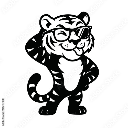 Cartoon Tiger Character Cute Wild Animal Illustration for Kids, Fun Mascot Design and Creative Stock Artwork