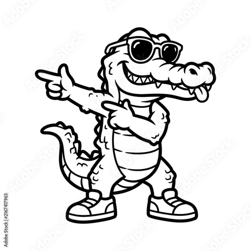 Cartoon Frog and Crocodile Characters with Guns and Swords for Fun Action Adventure Illustration and Creative Design