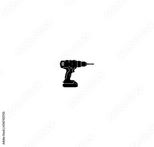 Black Cordless Drill Vector Illustration