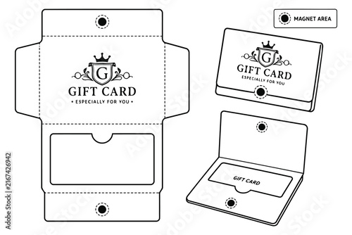 Gift card holder template with magnetic closure design Vector
