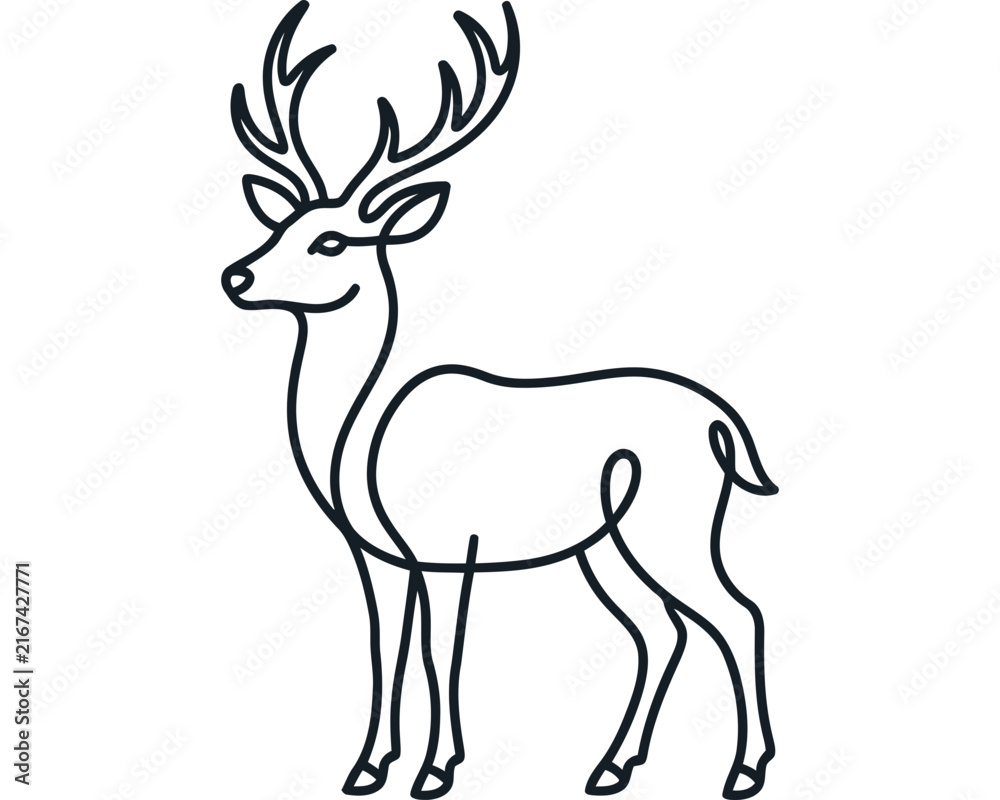 Fototapeta premium White goat with large curved horns standing alert outdoors.