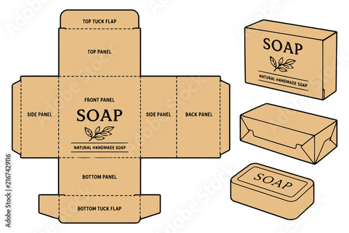 Foto Natural handmade soap box packaging template design Vector