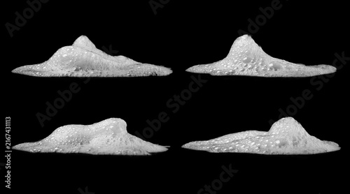 Photography White soap foam bubbles isolated on black background