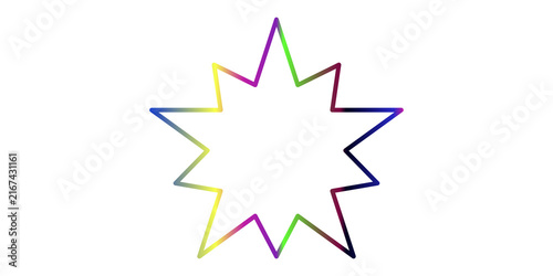 Geometric starburst shape with rainbow gradient outline on black