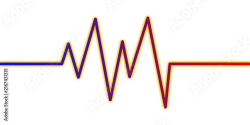 Abstract electrocardiogram waveform with yellow, purple, and red lines on a heart rate pulse