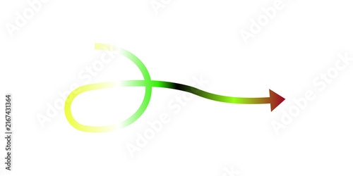 Flowing arrow symbol with gradient transition from yellow-green to red direction movement