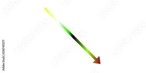 Diagonal arrow with gradient transition from yellow to red direction down