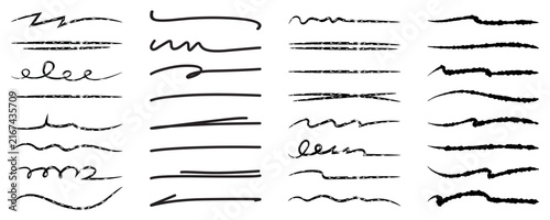 Underline vector set. Hand drawn grunge brush black stroke lines collection marker line set isolated on white background. vector illustration,