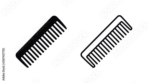 Фотография Black and white hair comb icons set for salon or barber shop.