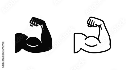 Photography Strong bicep arm muscle vector icons illustrating power, strength, and fitness concepts