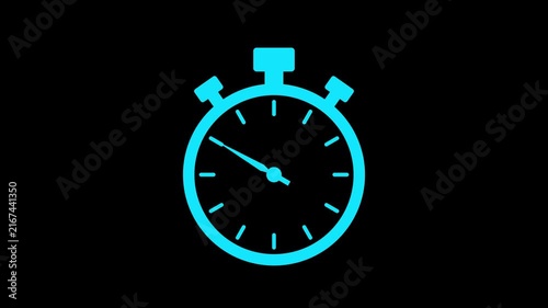 Stopwatch timer icon animation. spinning clock icon animation, clock icon animation. Clean timer and clock animation for media and interface use.4k animation