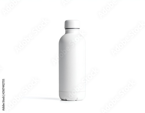 White stainless steel water bottle mockup.
