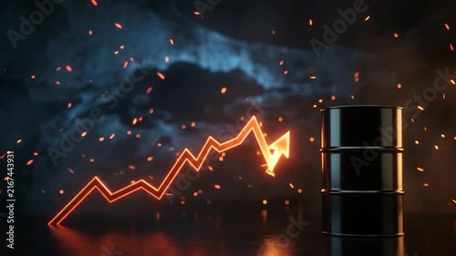 Oil Barrel with Surging Price Chart, Energy Crisis and Fuel Cost Concept