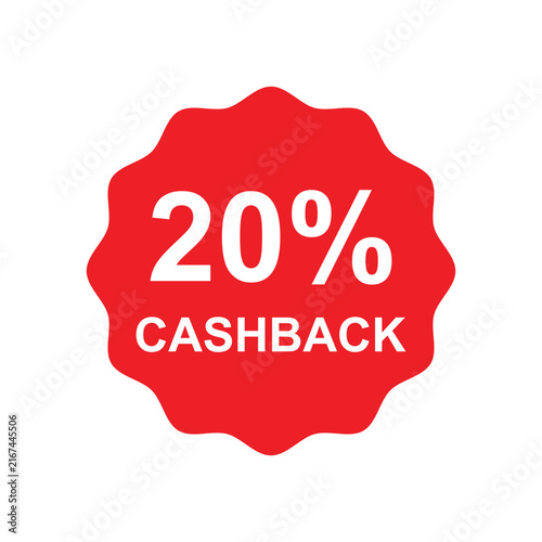 20% cashback promo shopping icon vector