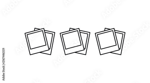 Three pairs of blank instant photo frames arranged in a horizontal row.