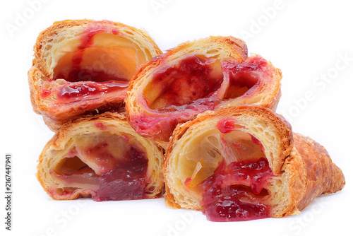 fresh croissants with jam 