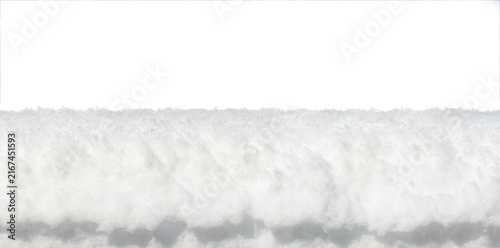 Pile of freshly fallen snow against a white background, highlighting its texture and depth in winter. A mound of white snow smooth textures