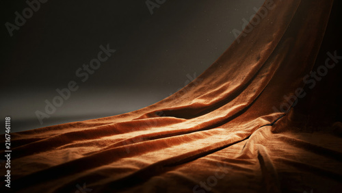 Earthy Luxury Background with Draped Terracotta Fabric and Soft Natural Light for Elegant Mockup