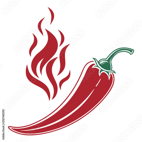 Red hot chili pepper vector art with burning fire flames for spicy food branding and restaurant logo design elements isolated on white background high quality graphic.