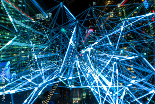 Futuristic Artificial Intelligence Network with Glowing Data Connections