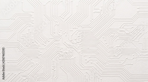 Obraz na płótnie Abstract white embossed circuit board pattern creating a textured technology background
