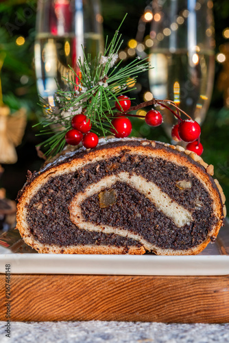 Makowiec - traditional Polish Christmas poppy seed cake with nuts