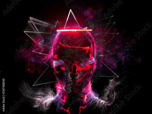 Futuristic Artificial Intelligence Network with Glowing Data Connections