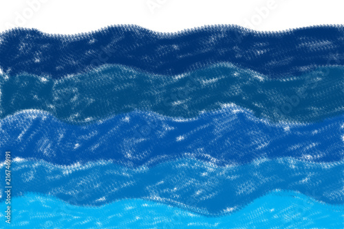 Abstract Hand Drawn Blue Ocean Waves Crayon Texture Background.

