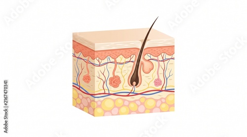 Fotografía Anatomy of animal skin cross section with hair follicle epidermis dermis and hyp